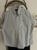 Ralph Lauren Light Blue And White Pin-Striped Short-Sleeved Shirt, Size L