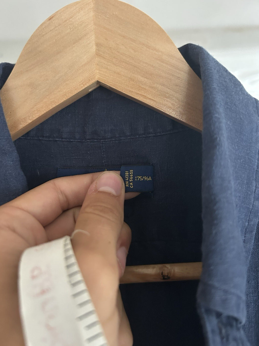 Ralph Lauren 100% Linen Navy Long-Sleeved Shirt, Size M- Slim Fit