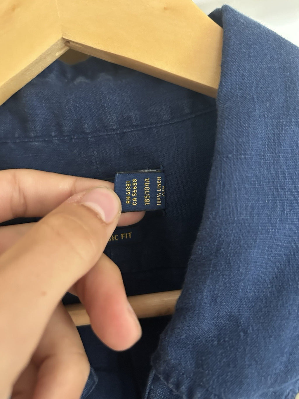 Ralph Lauren 100% Linen Navy Long-Sleeved Shirt, Size XL