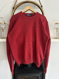 Ralph Lauren Solid Red 100% Cotton Knitted Jumper, Size XL
