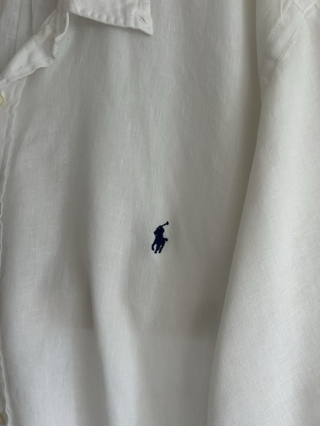 Ralph Lauren 100% Linen Solid White Short-Sleeved Shirt, Size 4XB (big)