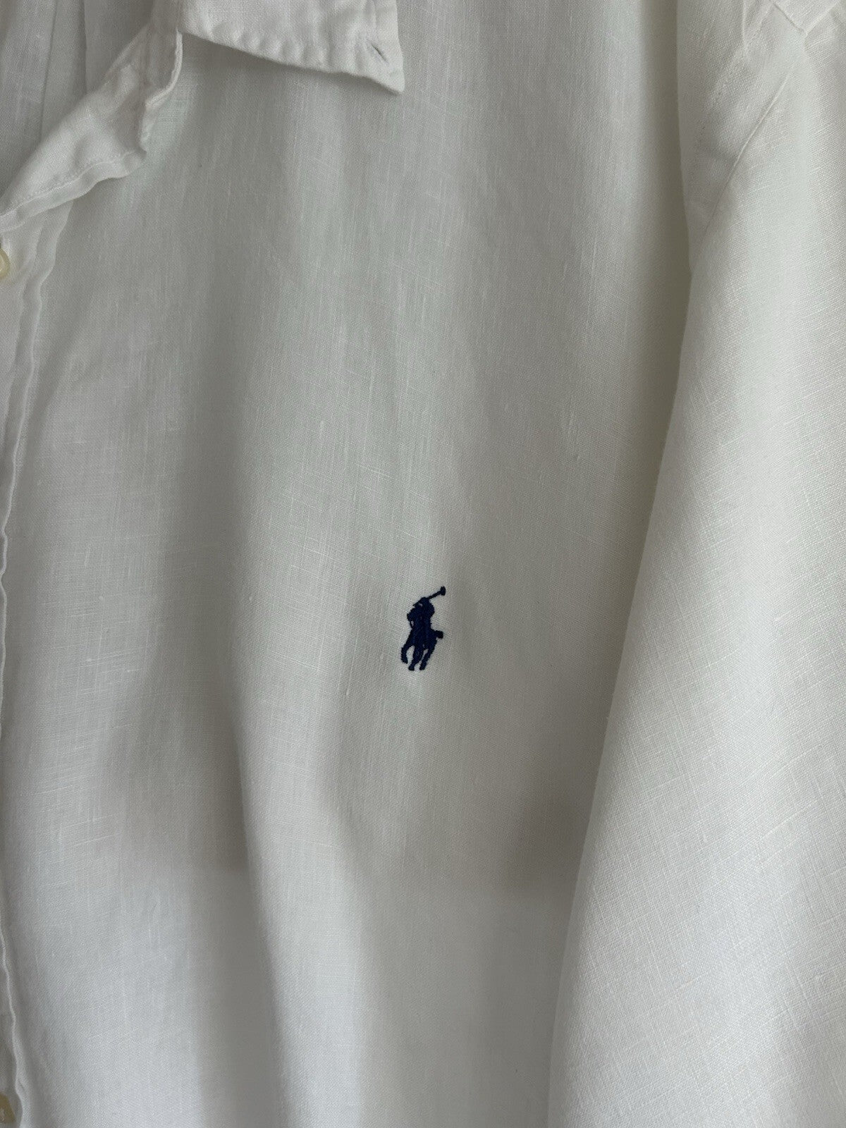 Ralph Lauren 100% Linen Solid White Short-Sleeved Shirt, Size 4XB (big)