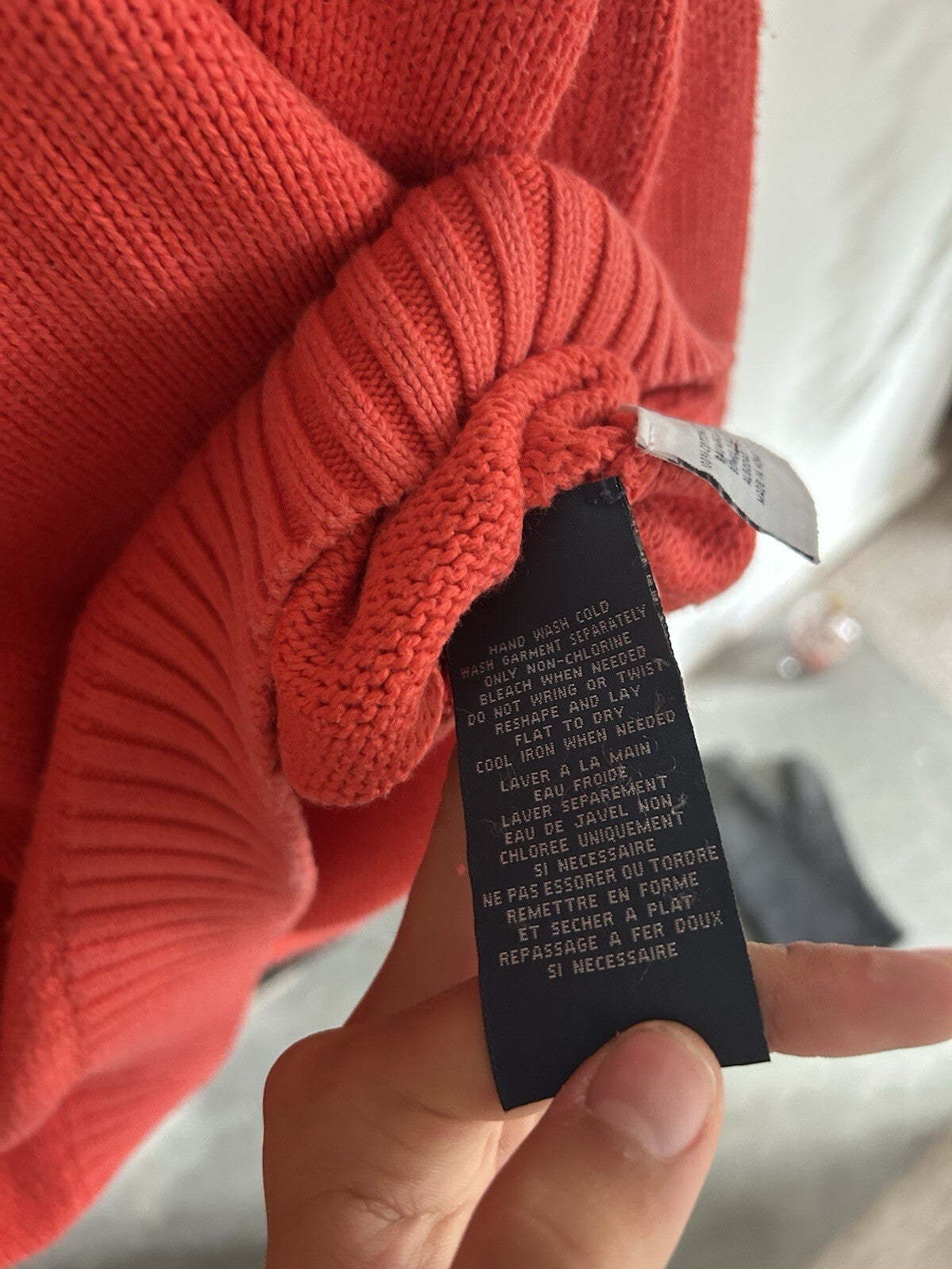 Ralph Lauren Solid Red 100% Cotton Knitted Jumper, Size L