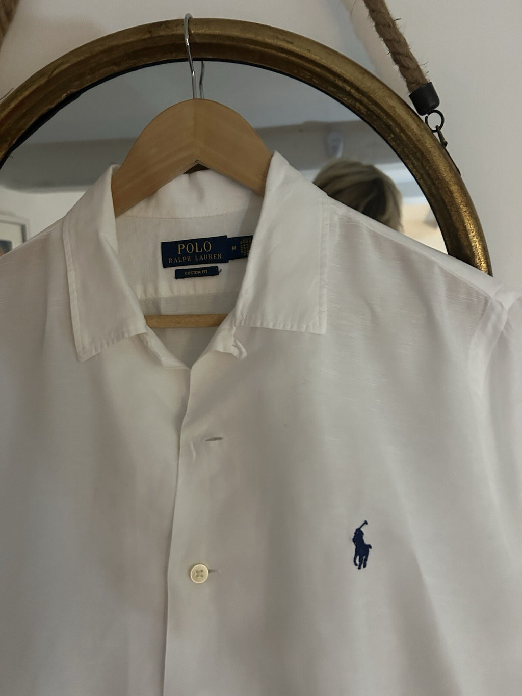 Ralph Lauren 100% Linen White Camp Short-Sleeved Shirt, Size M