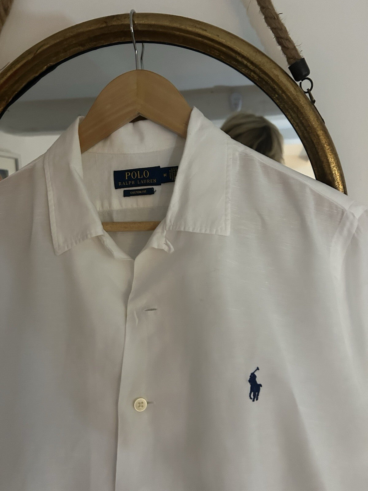 Ralph Lauren 100% Linen White Camp Short-Sleeved Shirt, Size M