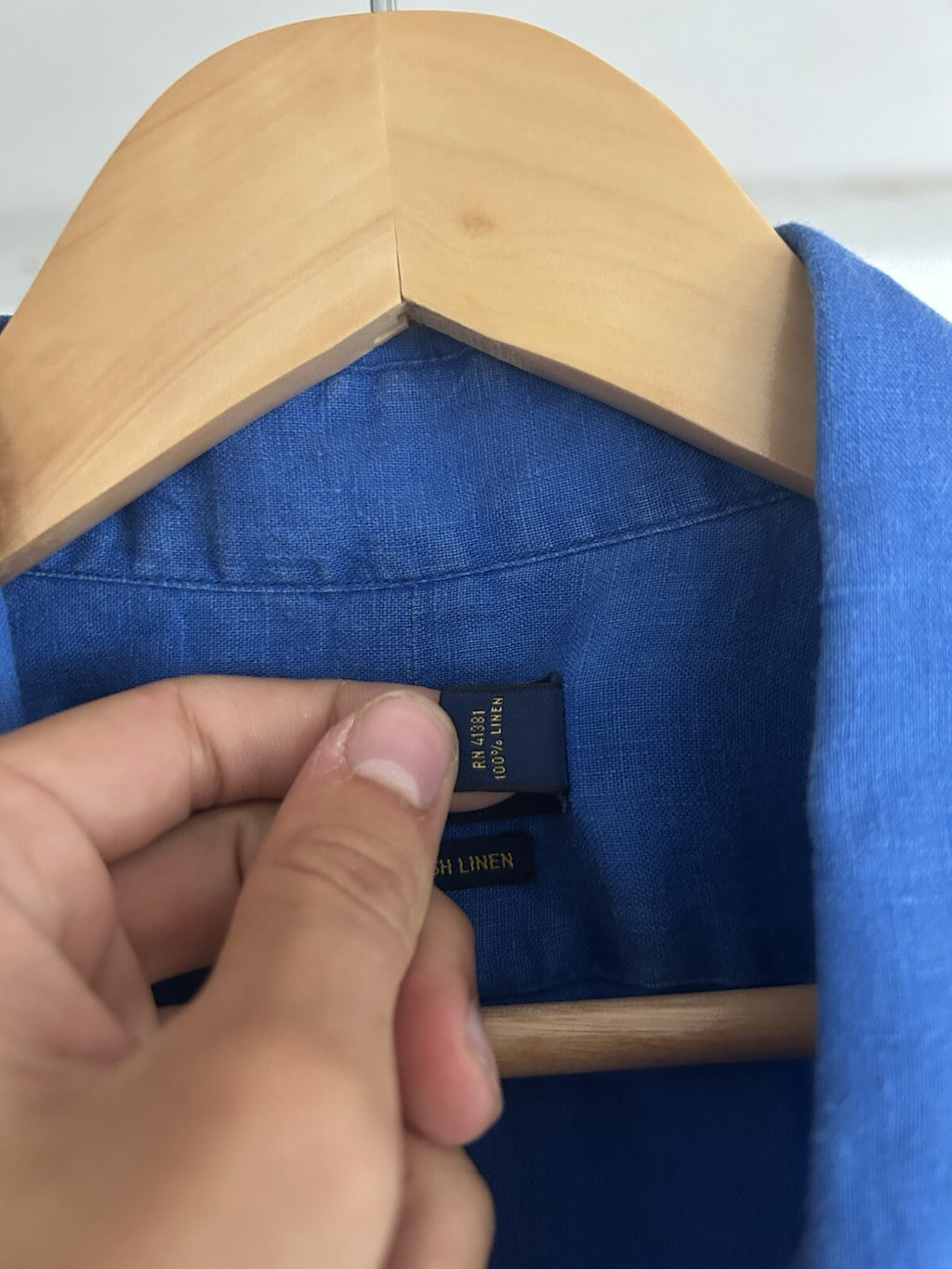 Ralph Lauren 100% Linen Solid Blue Short-Sleeved Shirt, Size 2XL Tall