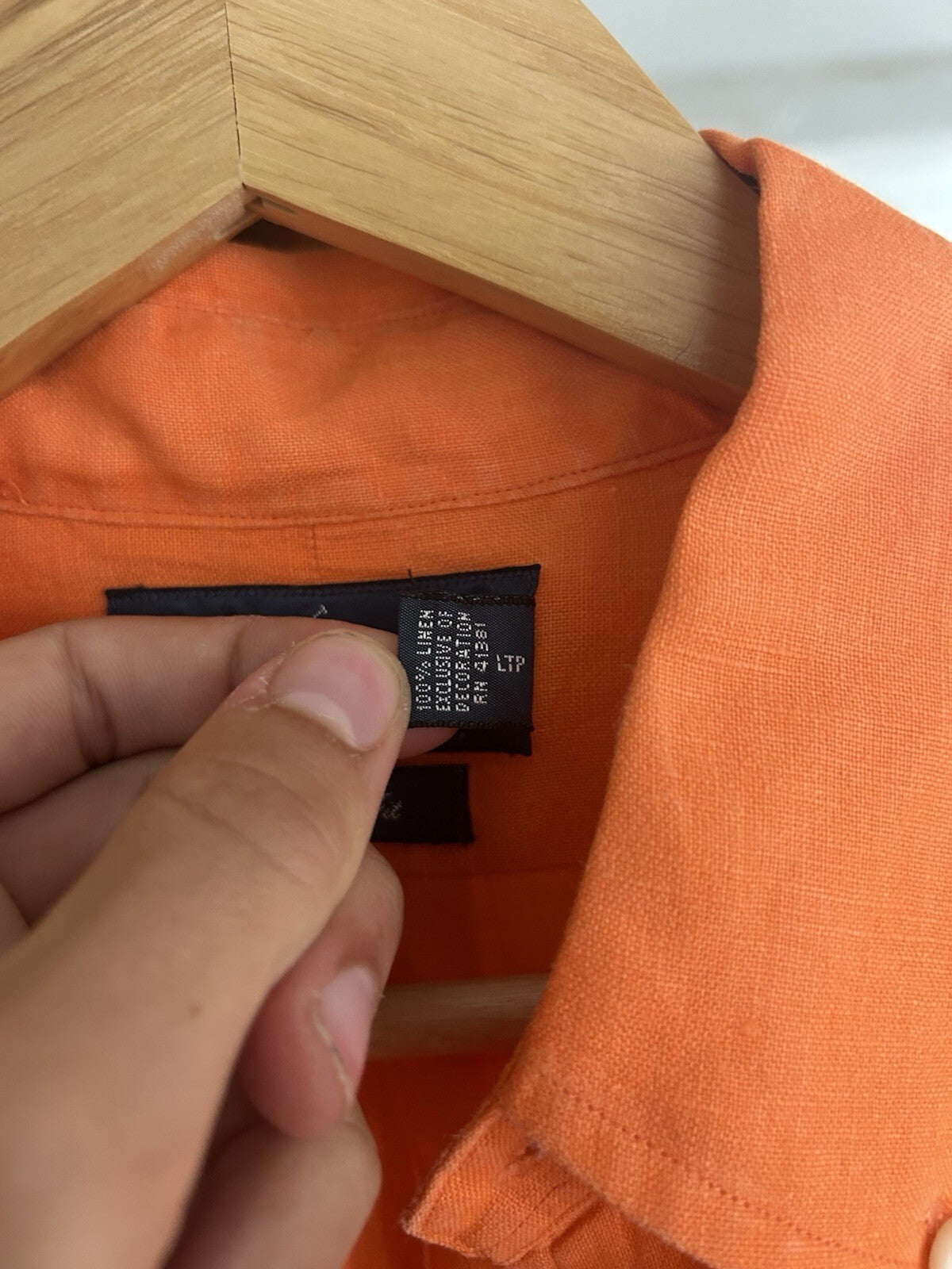Ralph Lauren 100% Linen Solid Orange Long-Sleeved Shirt, Size L - Classic Fit