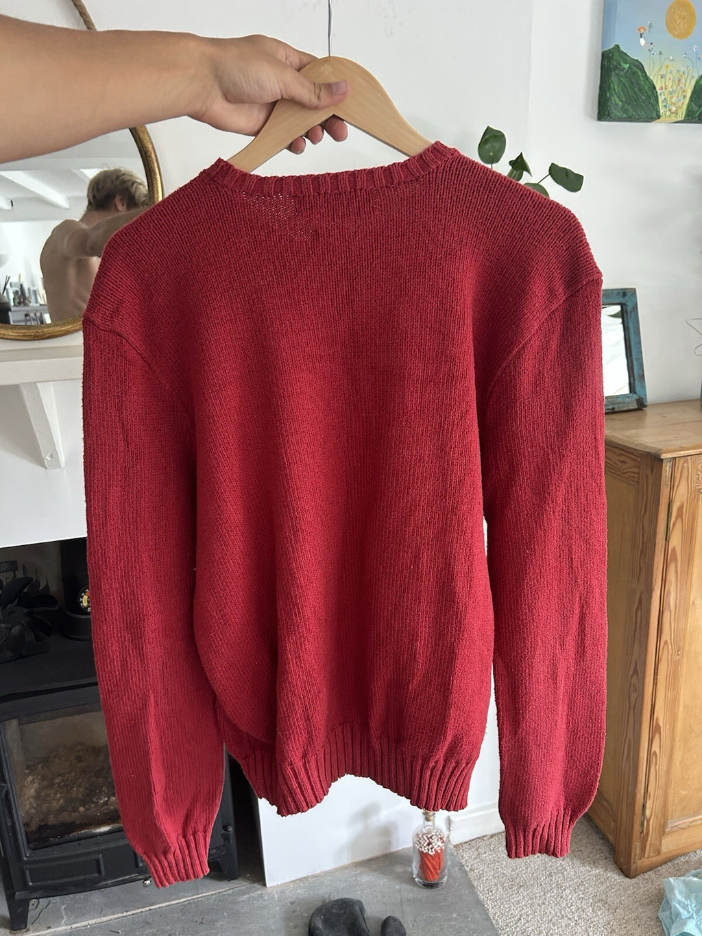 Ralph Lauren Solid Red 100% Cotton Knitted Jumper, Size XL