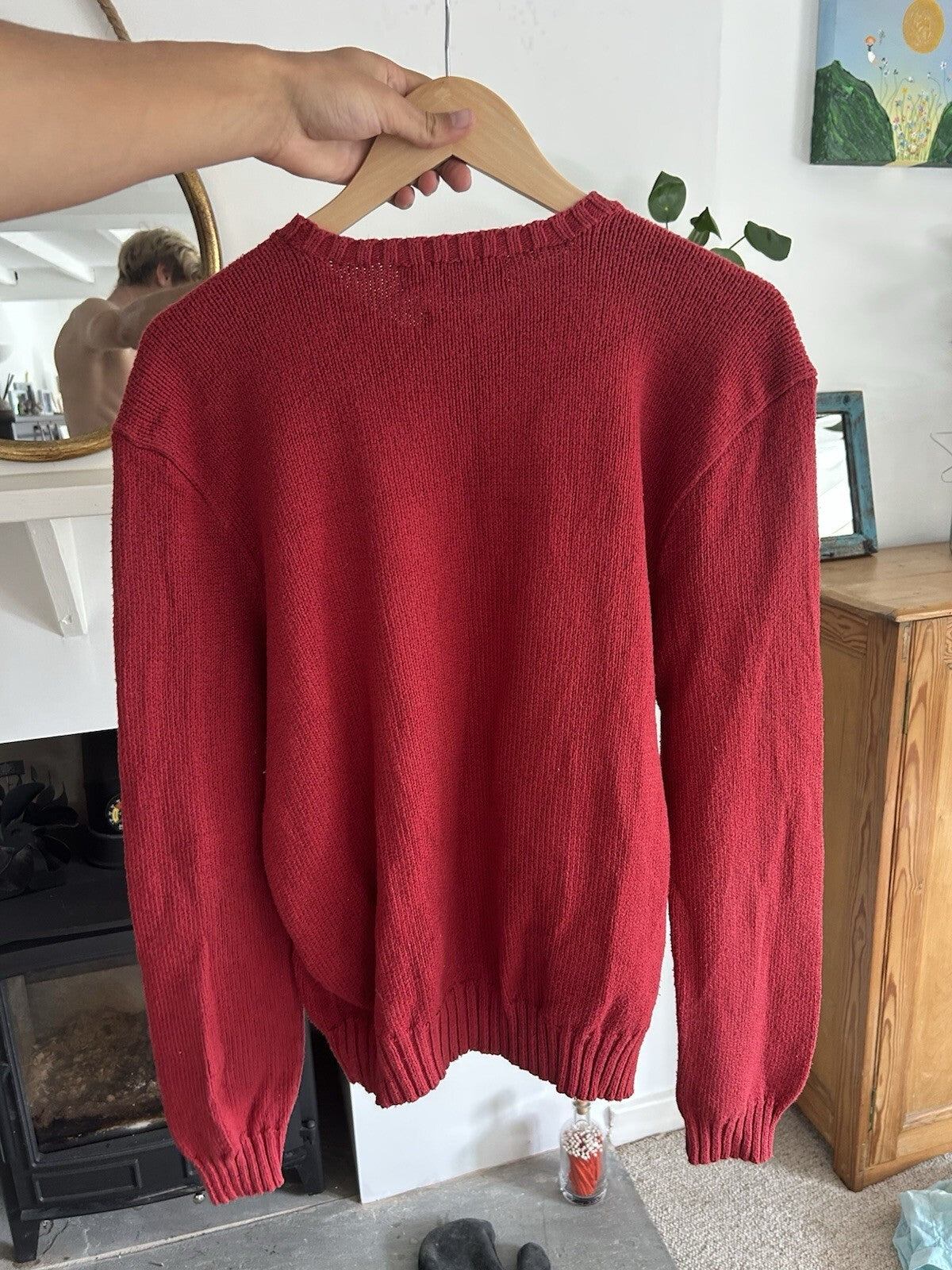 Ralph Lauren Solid Red 100% Cotton Knitted Jumper, Size XL