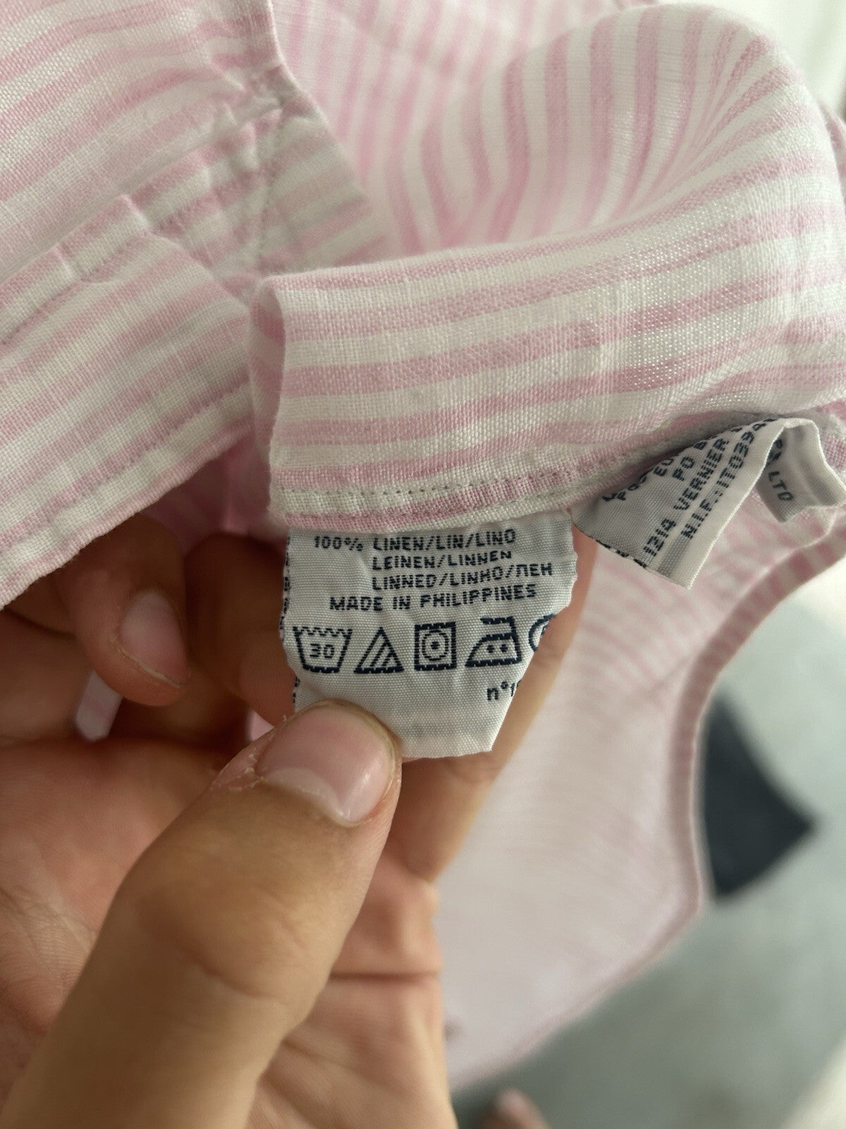 Ralph Lauren 100% Linen Pink And White Striped Long-Sleeved Shirt, Size M