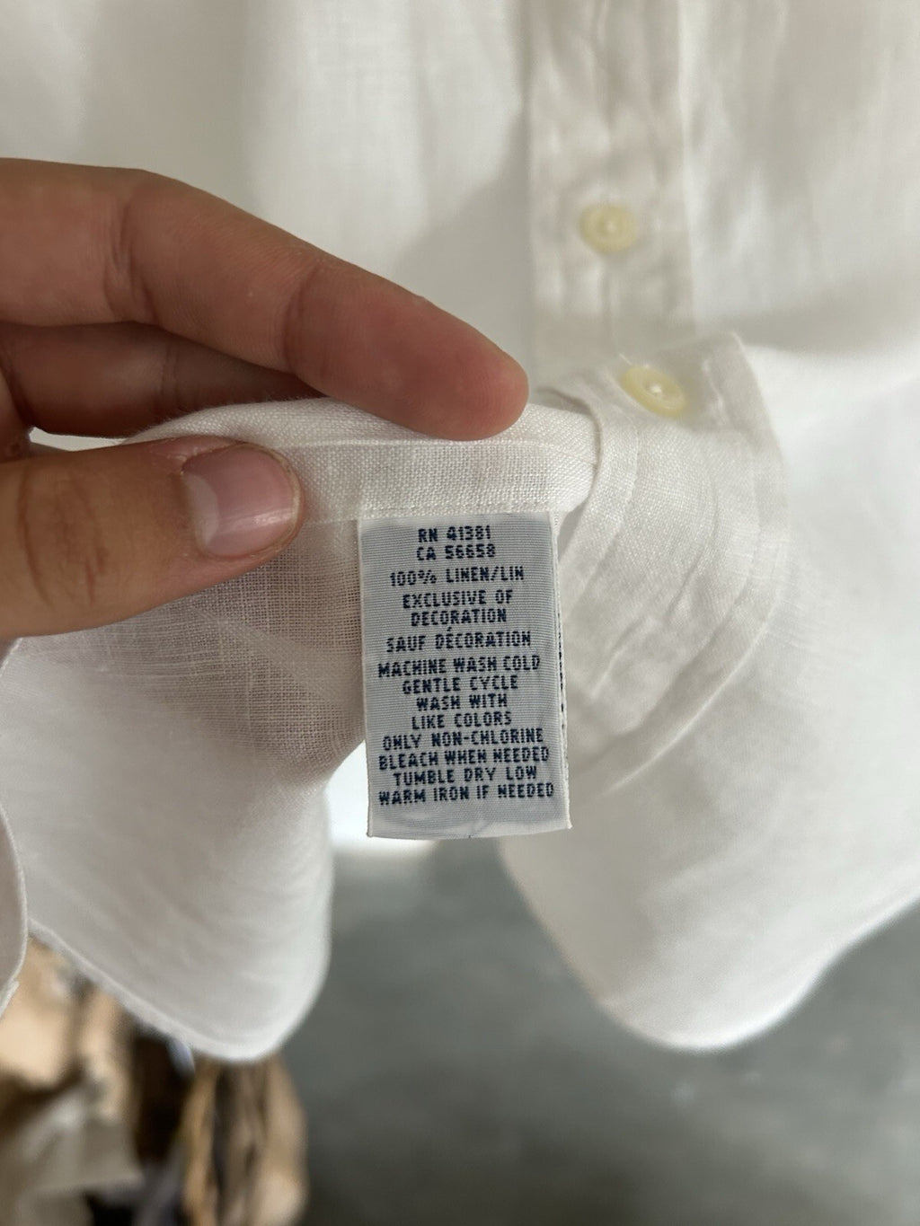 Ralph Lauren 100% Linen Solid White Short-Sleeved Shirt, Size M