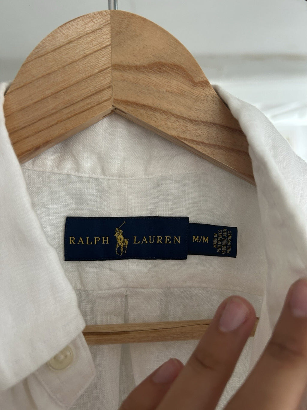 Ralph Lauren 100% Linen Solid White Short-Sleeved Shirt, Size M