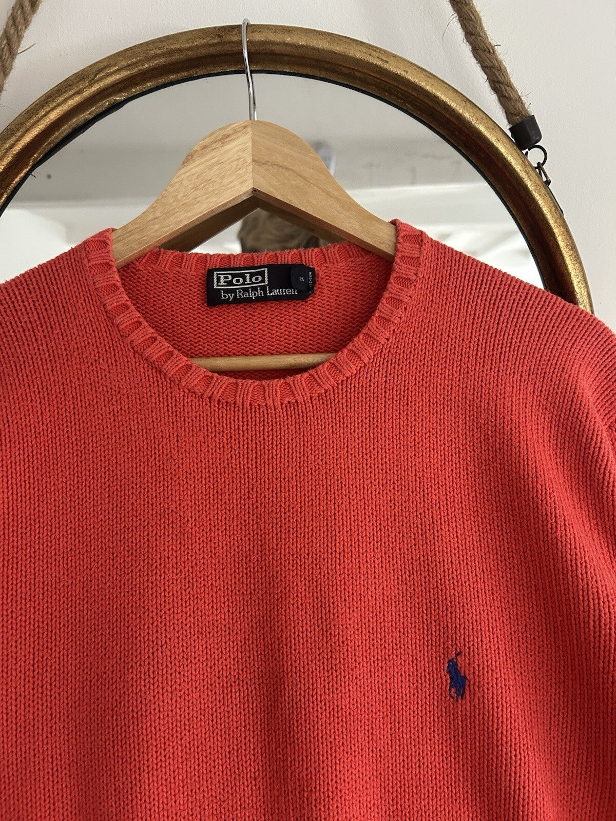 Ralph Lauren Solid Red 100% Cotton Knitted Jumper, Size L