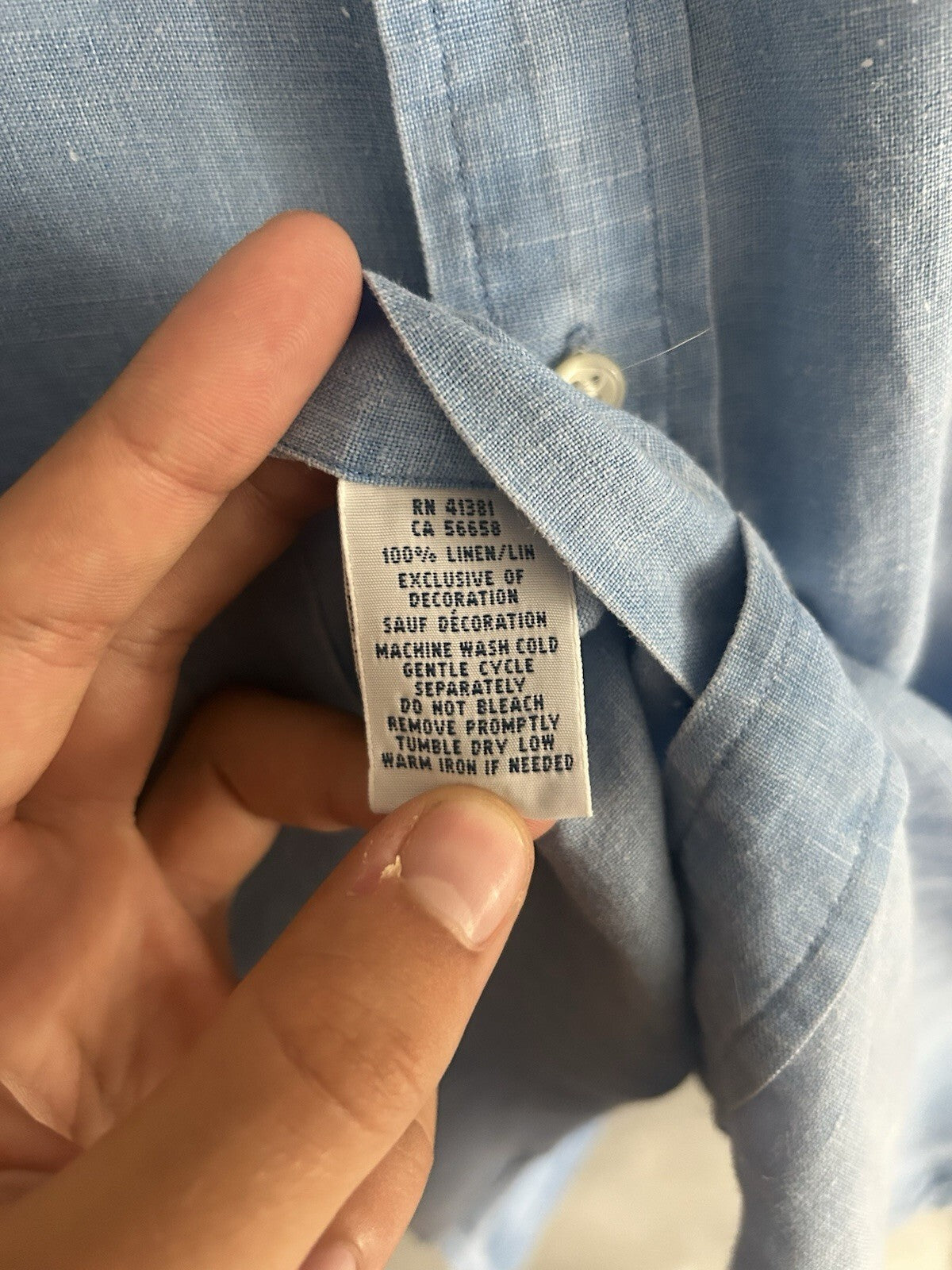 Ralph Lauren 100% Linen Blue Short-Sleeved Shirt, Size M