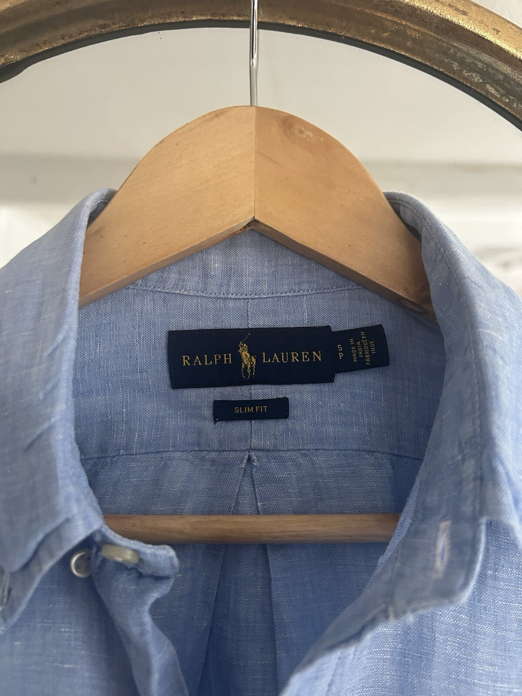 Ralph Lauren 100% Linen Blue Long-Sleeved Shirt, Size S - Slim Fit