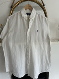 Ralph Lauren 100% Linen Solid White Short-Sleeved Shirt, Size M