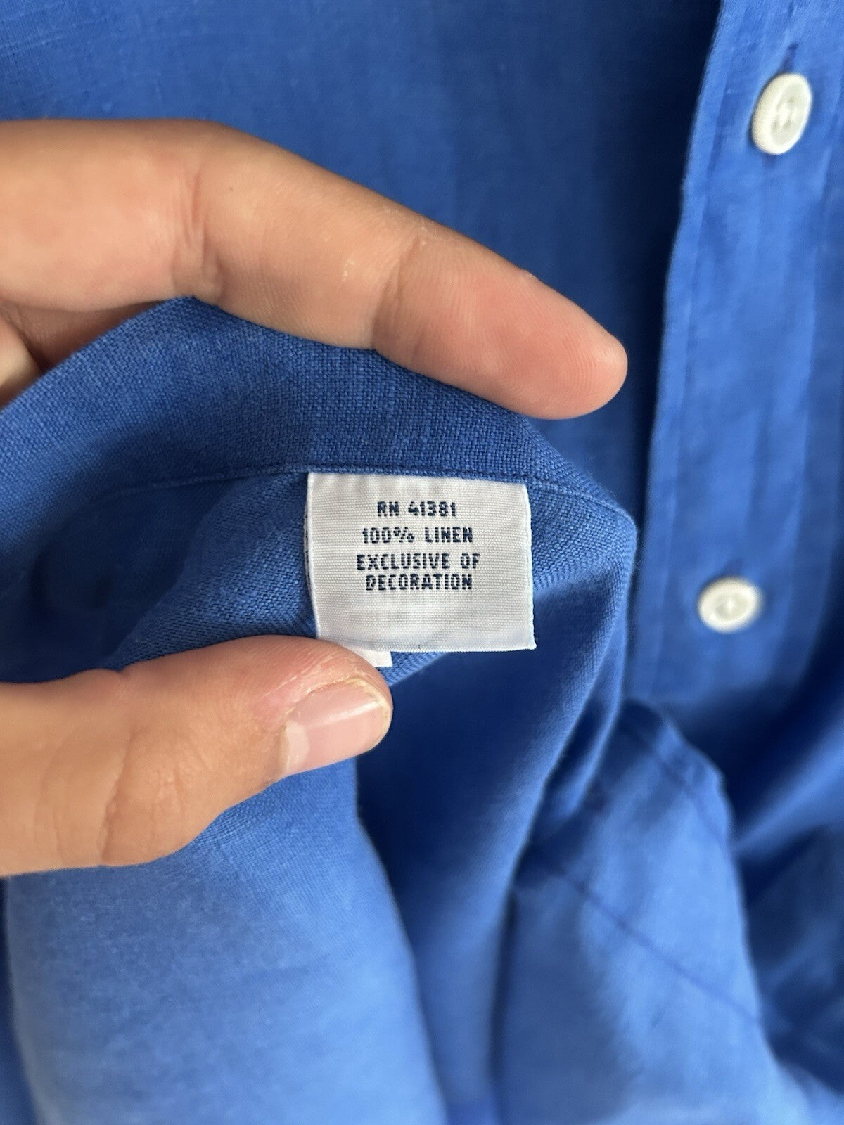 Ralph Lauren 100% Linen Solid Blue Short-Sleeved Shirt, Size 2XL Tall