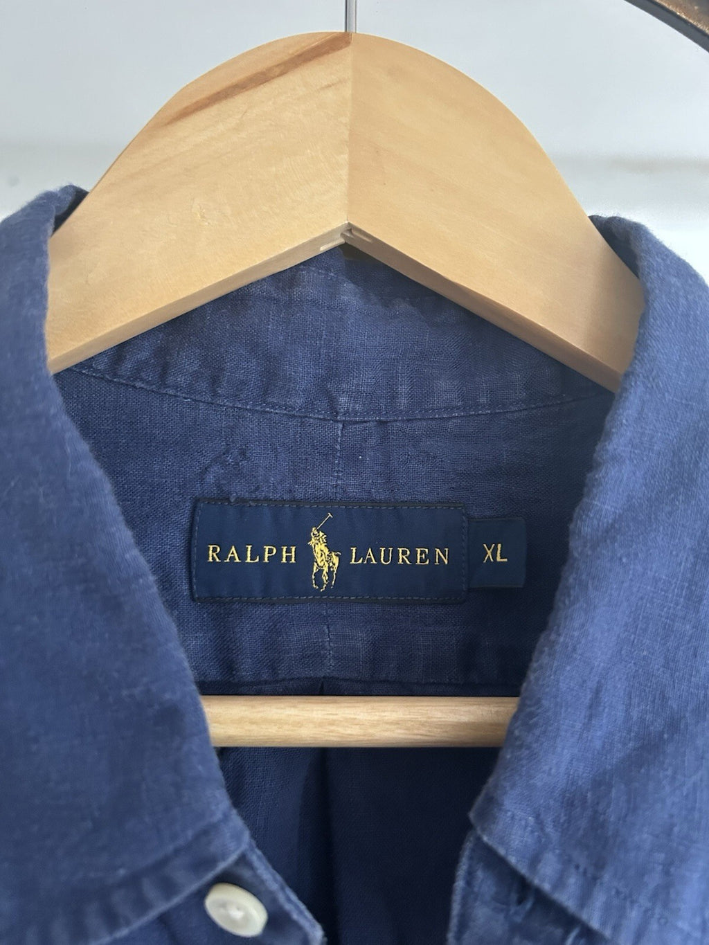 Ralph Lauren 100% Linen Navy Long-Sleeved Shirt, Size XL