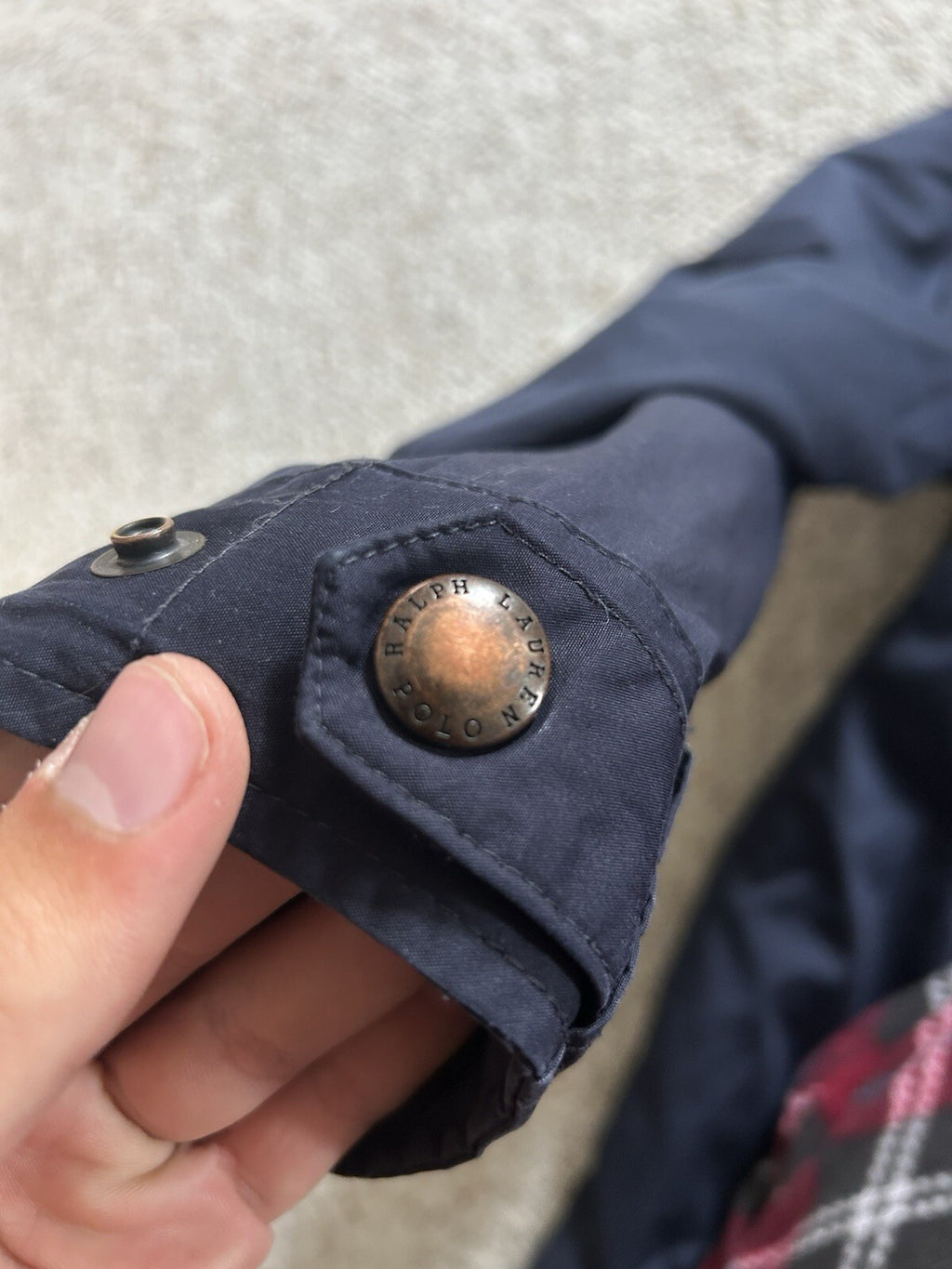 Vintage Ralph Lauren Navy Fleece Lined Hooded Jacket, Size XL