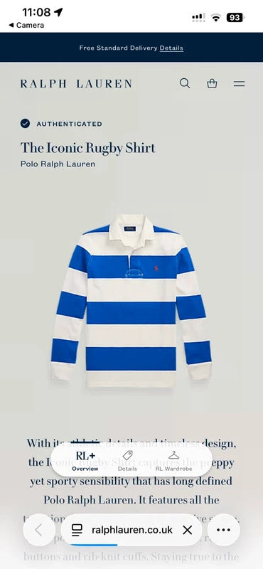 Ralph Lauren Blue and White Striped Rugby Shirt