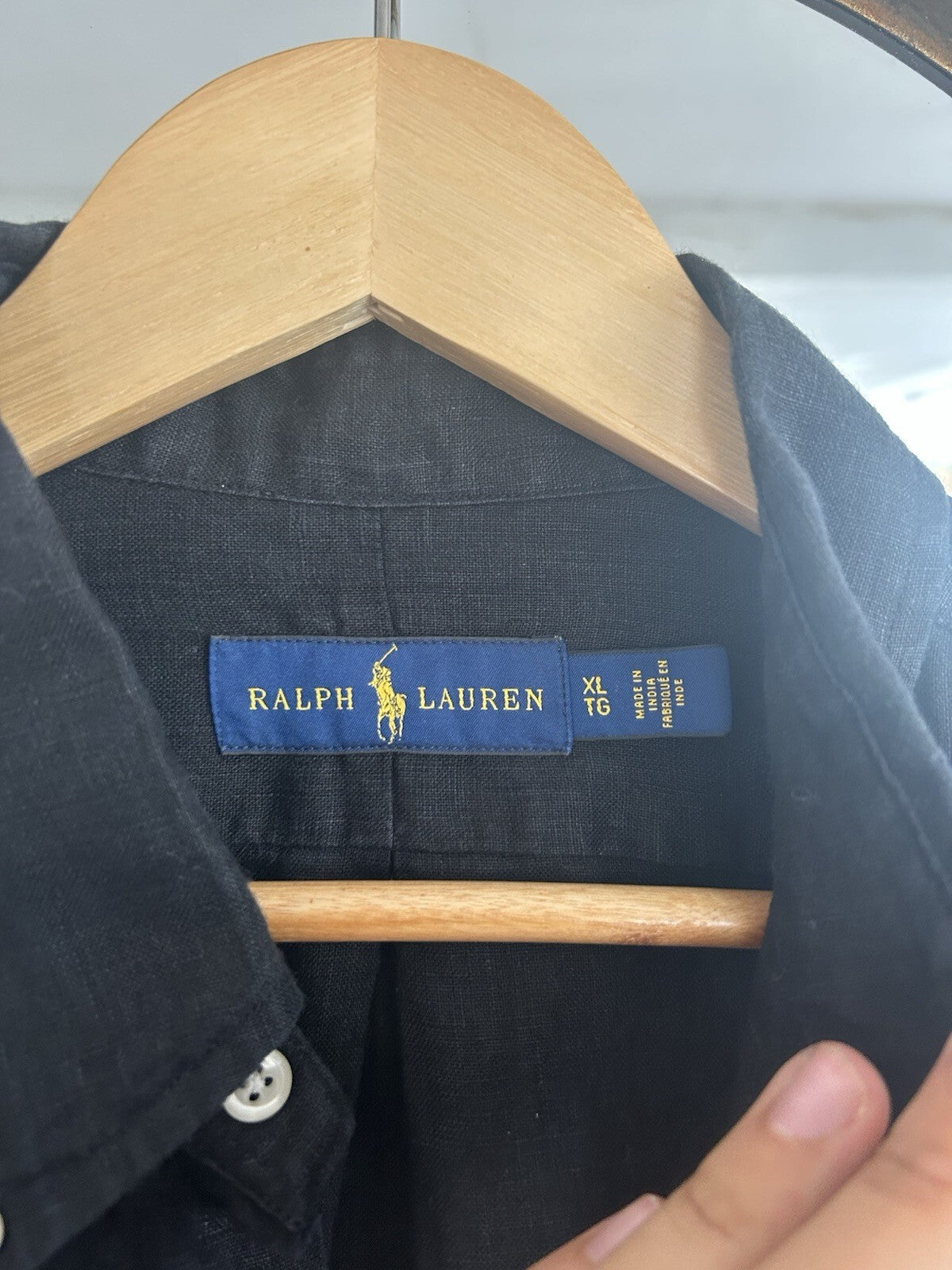 Ralph Lauren 100% Linen Black Long-Sleeved Shirt, Size XL