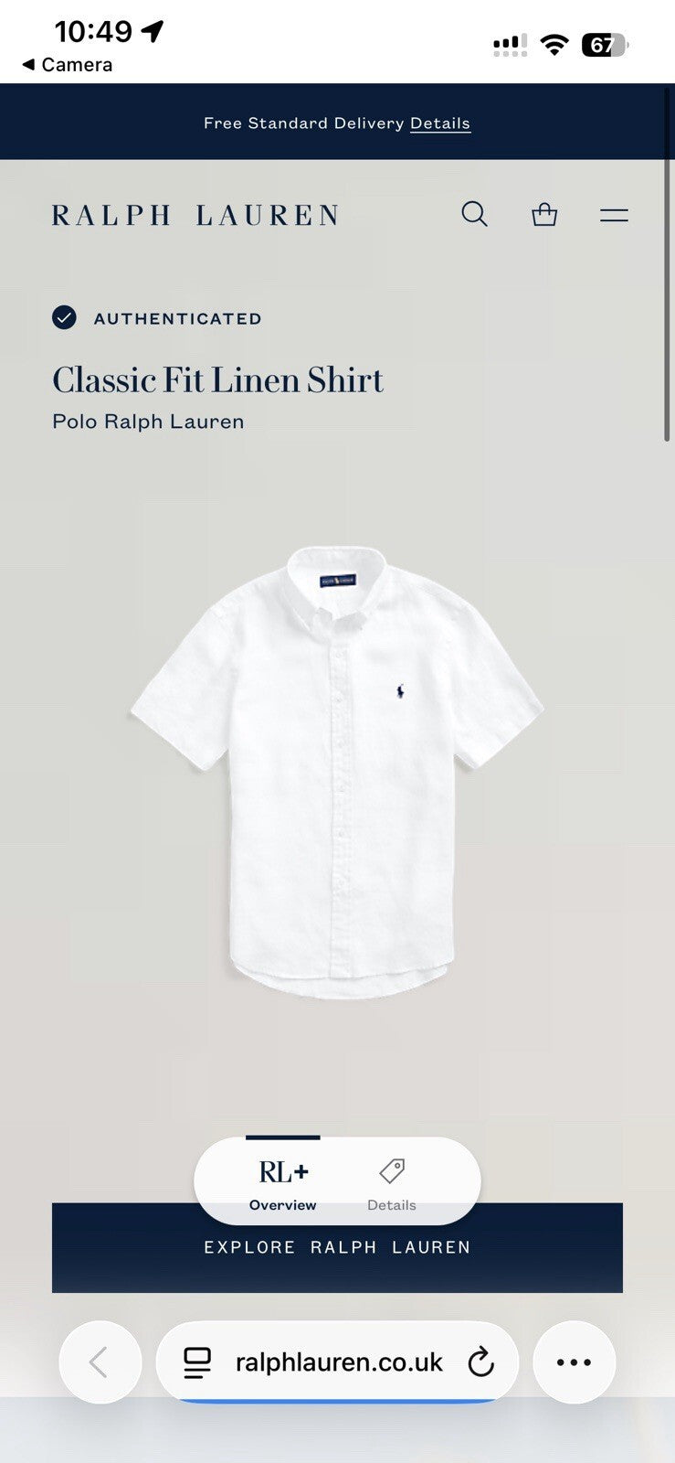 Ralph Lauren 100% Linen Solid White Short-Sleeved Shirt, Size 4XB (big)