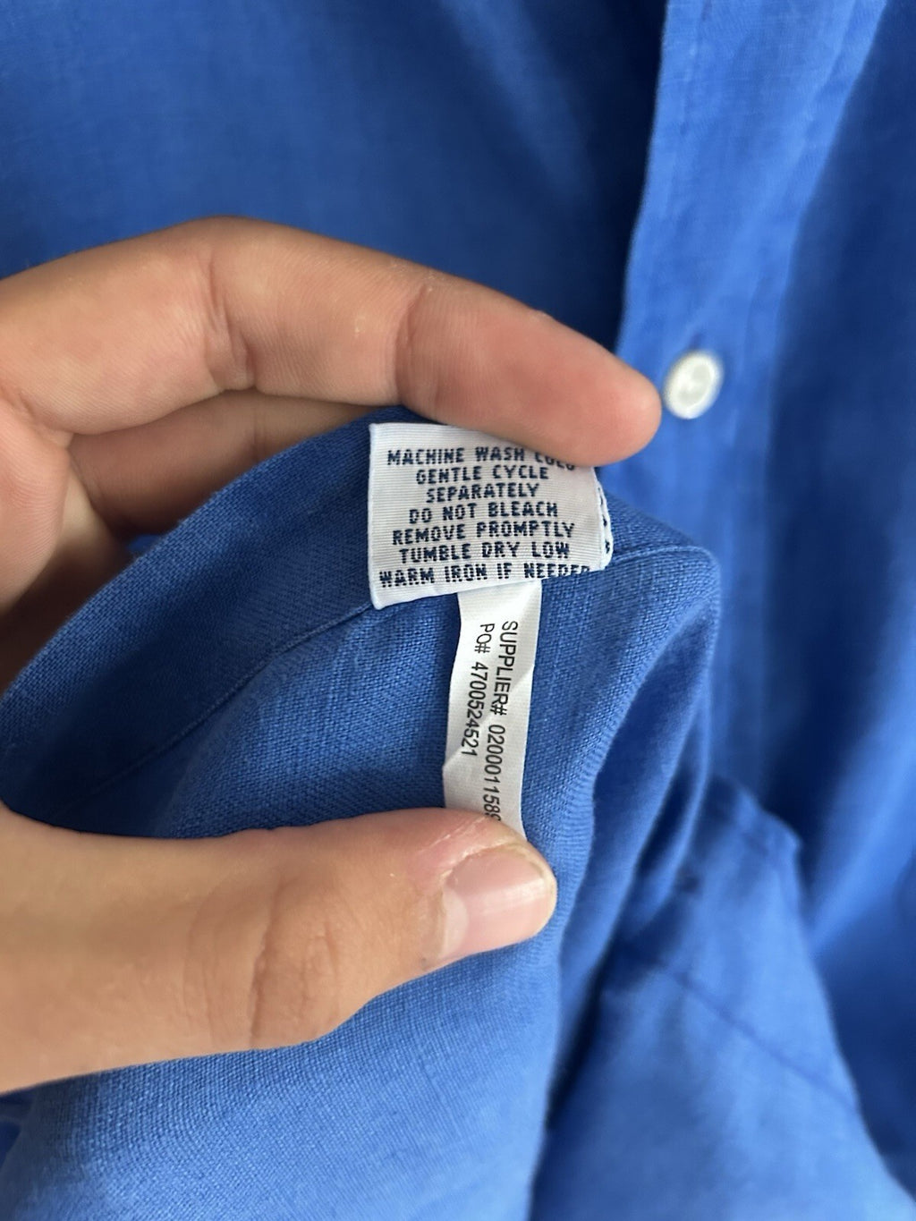 Ralph Lauren 100% Linen Solid Blue Short-Sleeved Shirt, Size 2XL Tall