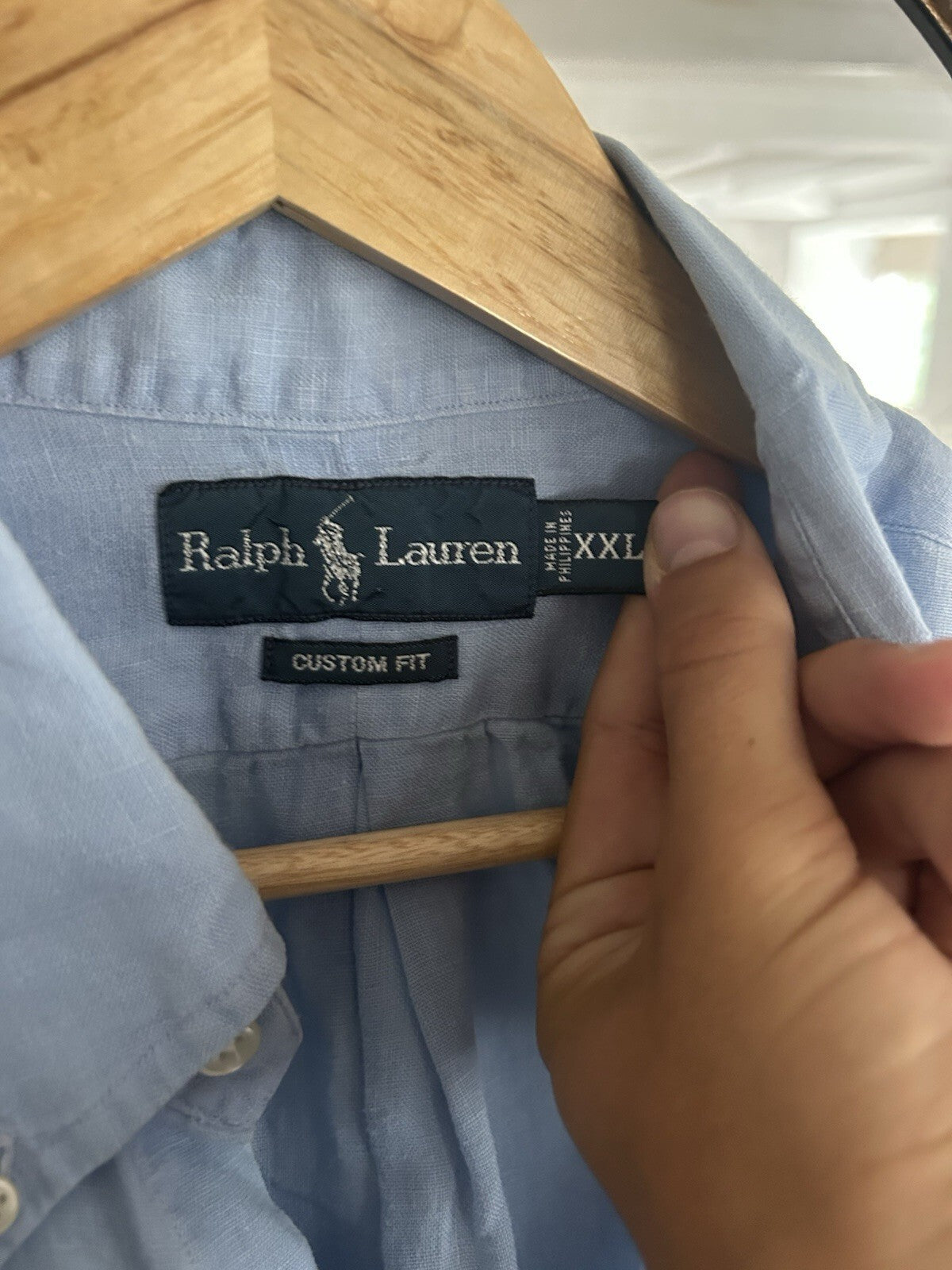 Ralph Lauren 100% Linen Light Blue Short-Sleeved Shirt, Size XXL
