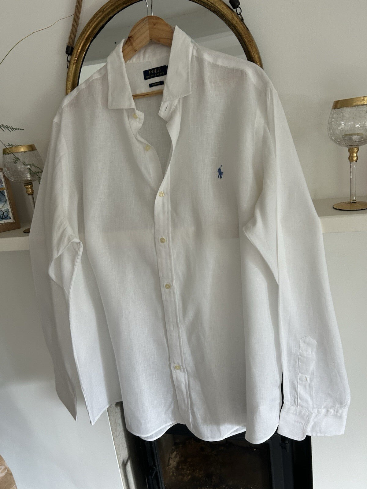 Ralph Lauren 100% Linen White Long-Sleeved Shirt - Authenticated, Size XXL