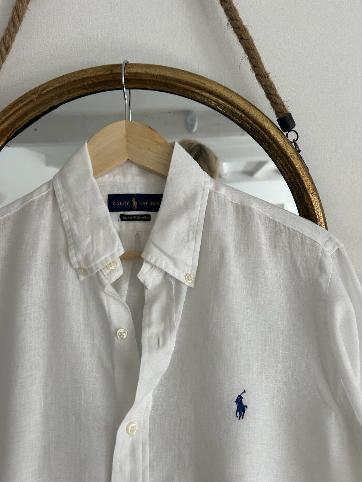 Ralph Lauren 100% Linen White Long-Sleeved Shirt, Size M