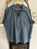 Patagonia Organic Cotton Fly Fishing Print Short Sleeve Shirt Blue Men’s Large