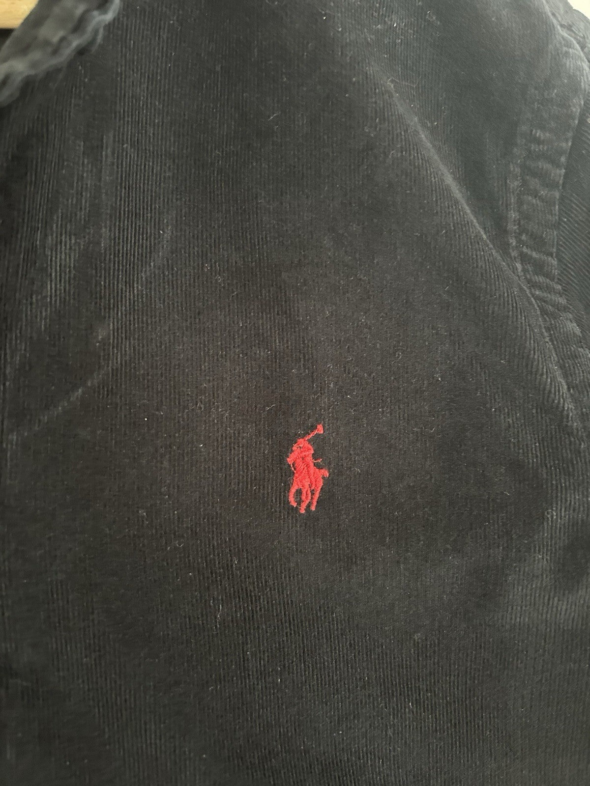 Ralph Lauren Solid Black Corduroy 100% Cotton Shirt, Size M - Slim Fit