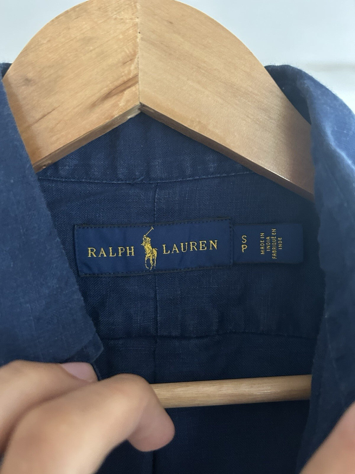 Ralph Lauren 100% Linen Navy Short-Sleeved Shirt, Size S