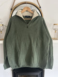 Burberry London Green 100% Lambswool Quarter Zip Jumper Nova Check Size 7 (XL)
