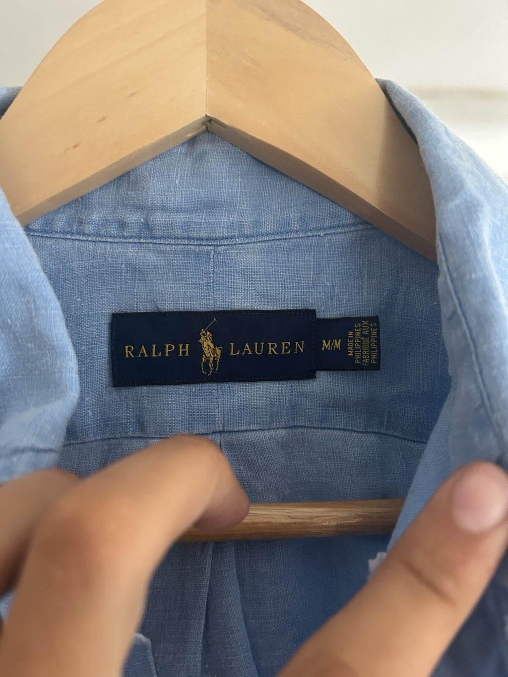 Ralph Lauren 100% Linen Blue Short-Sleeved Shirt, Size M