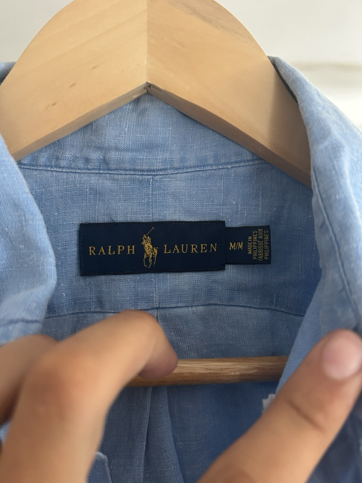 Ralph Lauren 100% Linen Blue Short-Sleeved Shirt, Size M