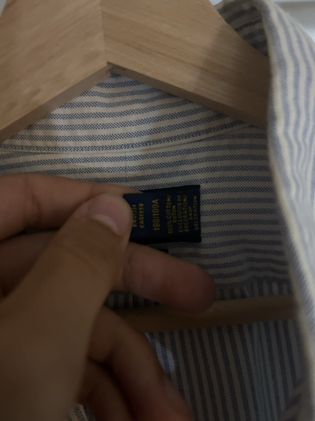 Ralph Lauren Light Blue And White Pin-Striped Short-Sleeved Shirt, Size L