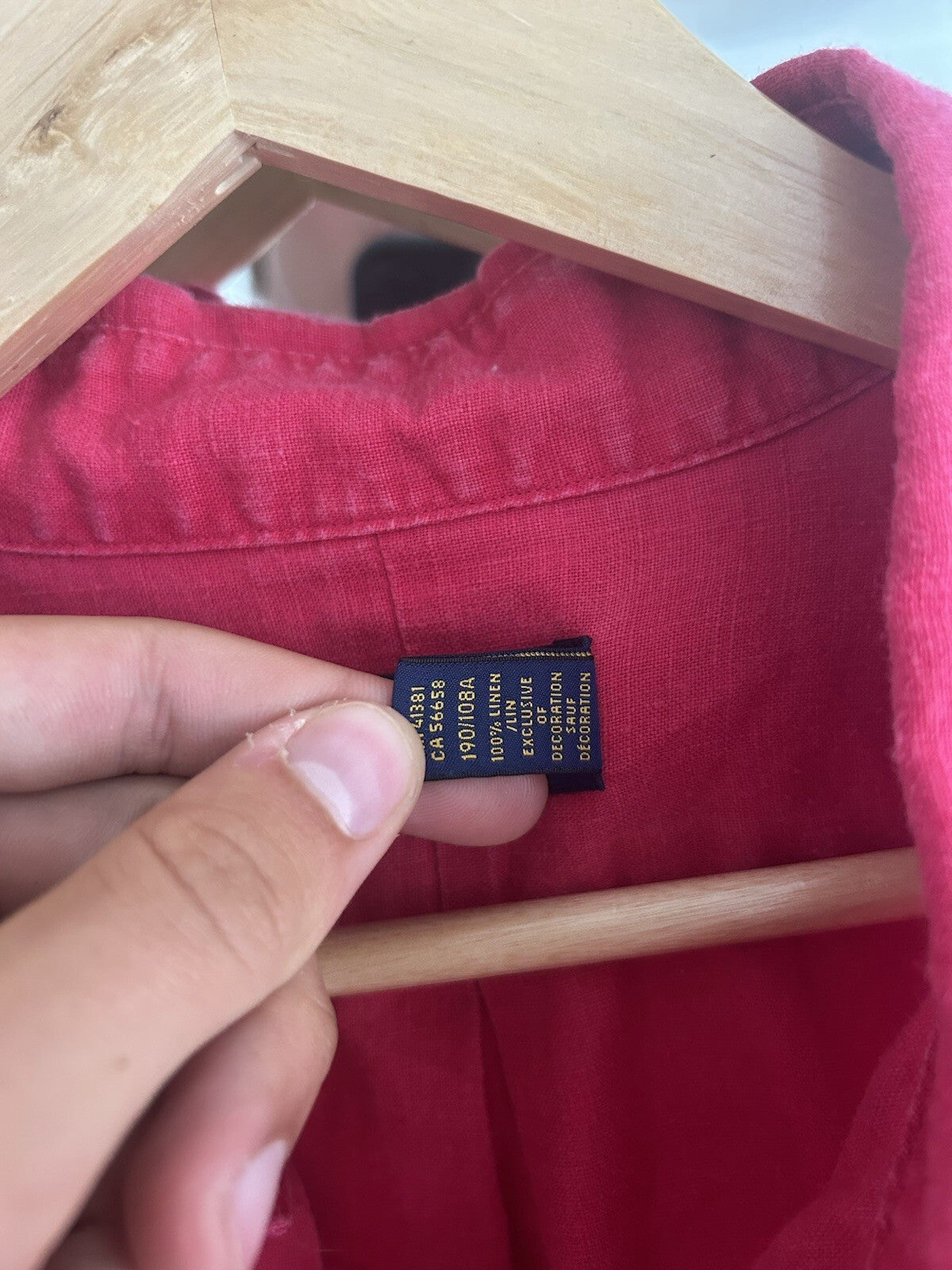 Ralph Lauren 100% Linen Red Long-Sleeved Shirt, Size XXL
