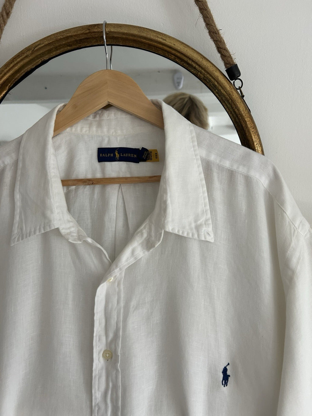 Ralph Lauren 100% Linen Solid White Short-Sleeved Shirt, Size 4XB (big)