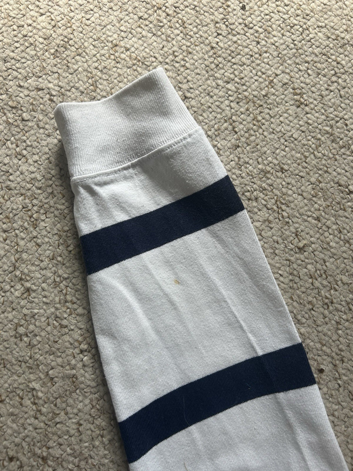 Ralph Lauren Navy And White Striped Rugby Shirt, Size L - Slim Fit