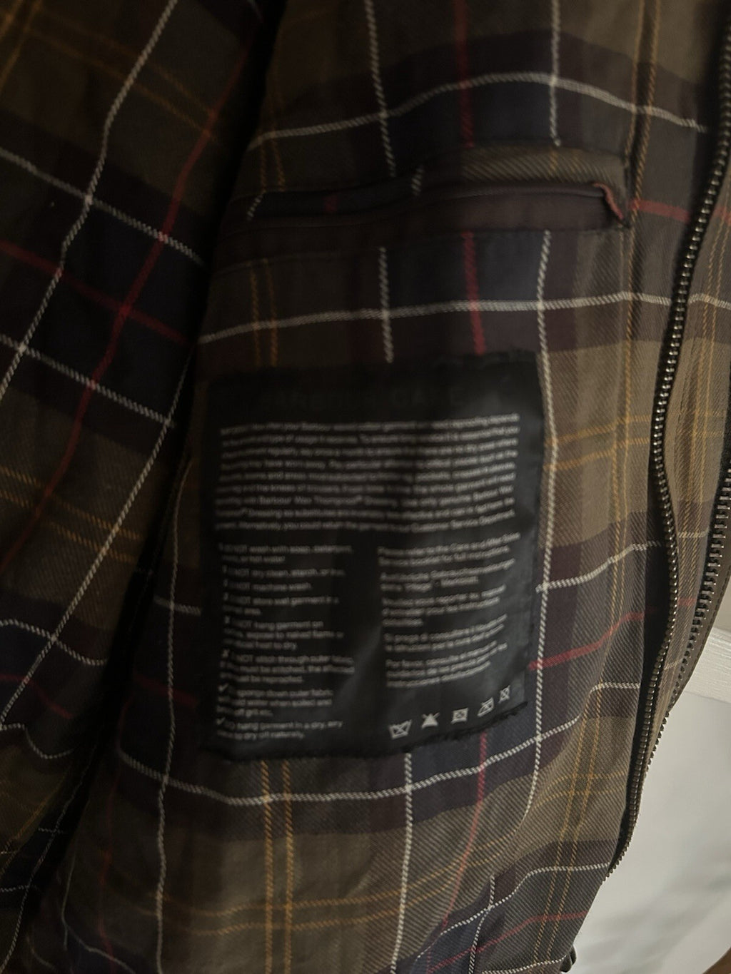 Barbour Bristol Wax Jacket Olive Green Medium M Tartan Lined Country Coat