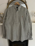 Ralph Lauren 100% Linen Black And White Striped Long-Sleeved Shirt, Size M