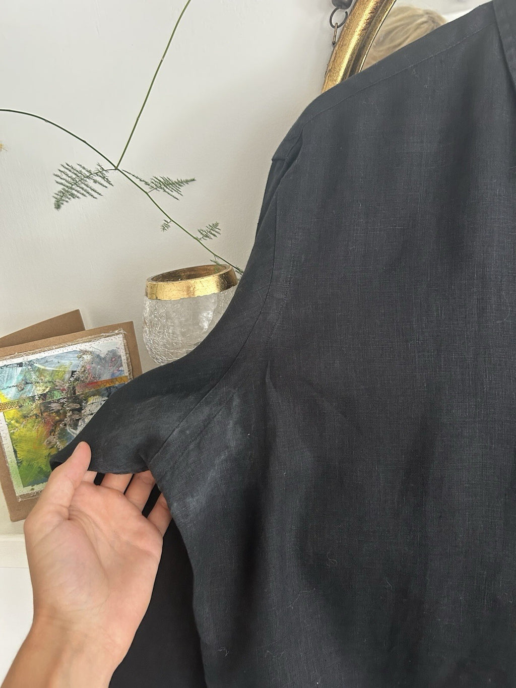 Ralph Lauren 100% Linen Black Long-Sleeved Shirt, Size XL