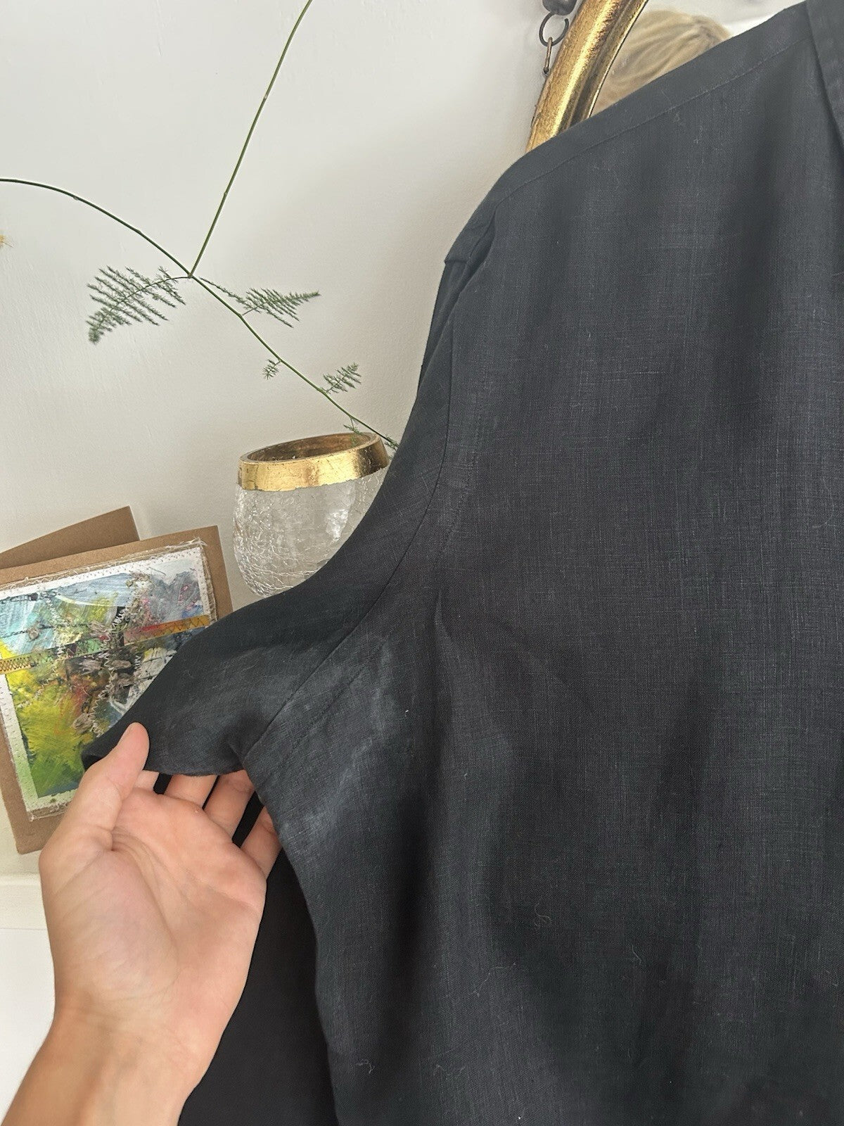 Ralph Lauren 100% Linen Black Long-Sleeved Shirt, Size XL