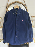 Ralph Lauren Navy Corduroy Long-Sleeved Shirt, Size S - Slim Fit