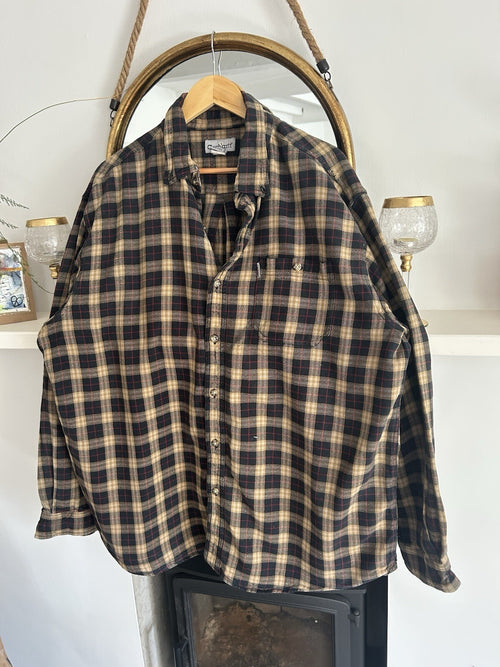 Carhartt Black And Yellow Check Heavyweight Cotton Shirt, Size XXL