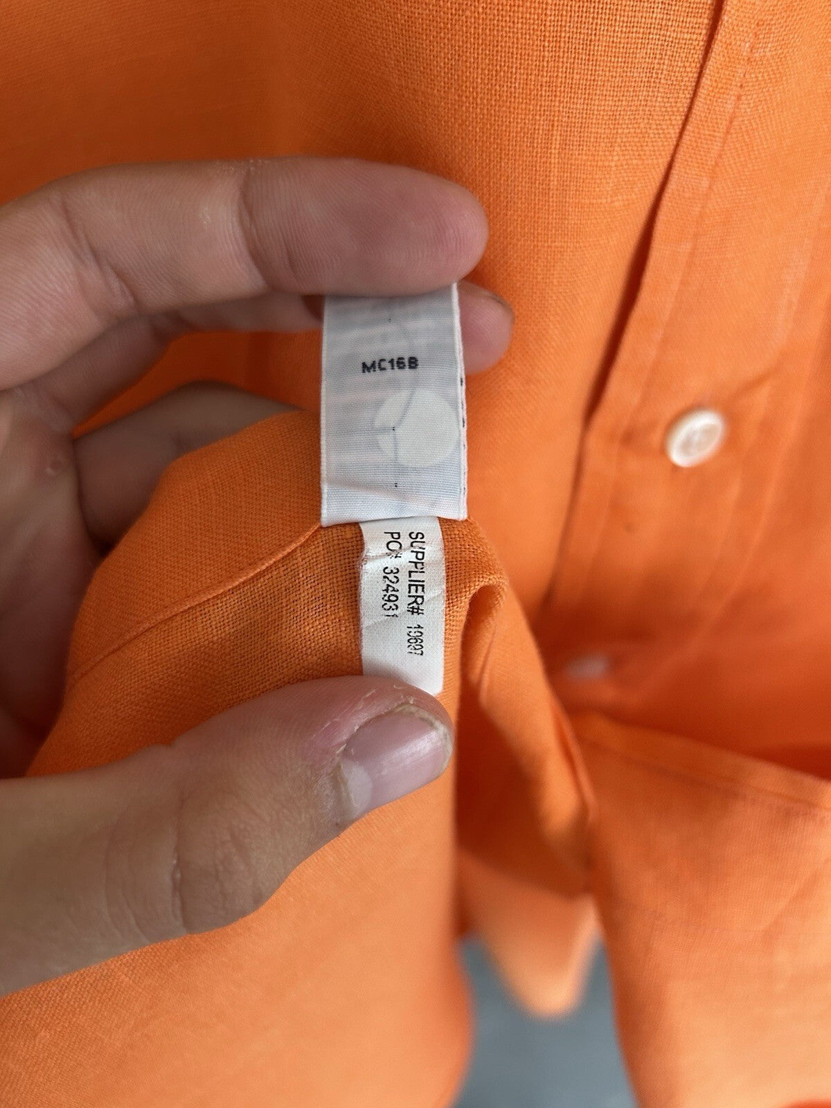 Ralph Lauren 100% Linen Solid Orange Long-Sleeved Shirt, Size L - Classic Fit