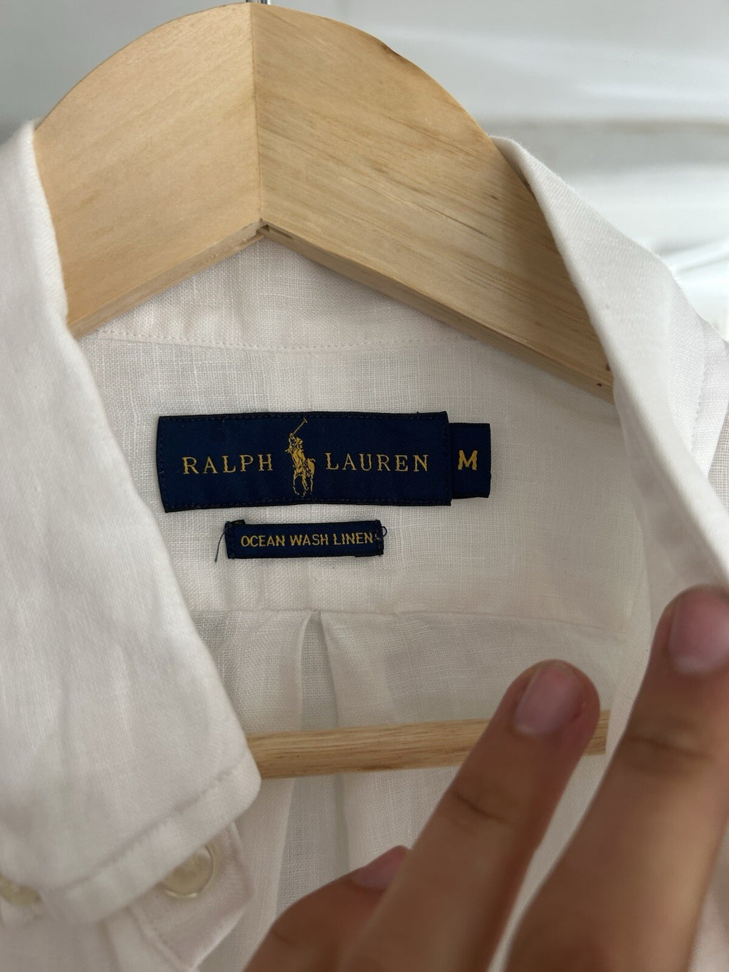 Ralph Lauren 100% Linen White Long-Sleeved Shirt, Size M