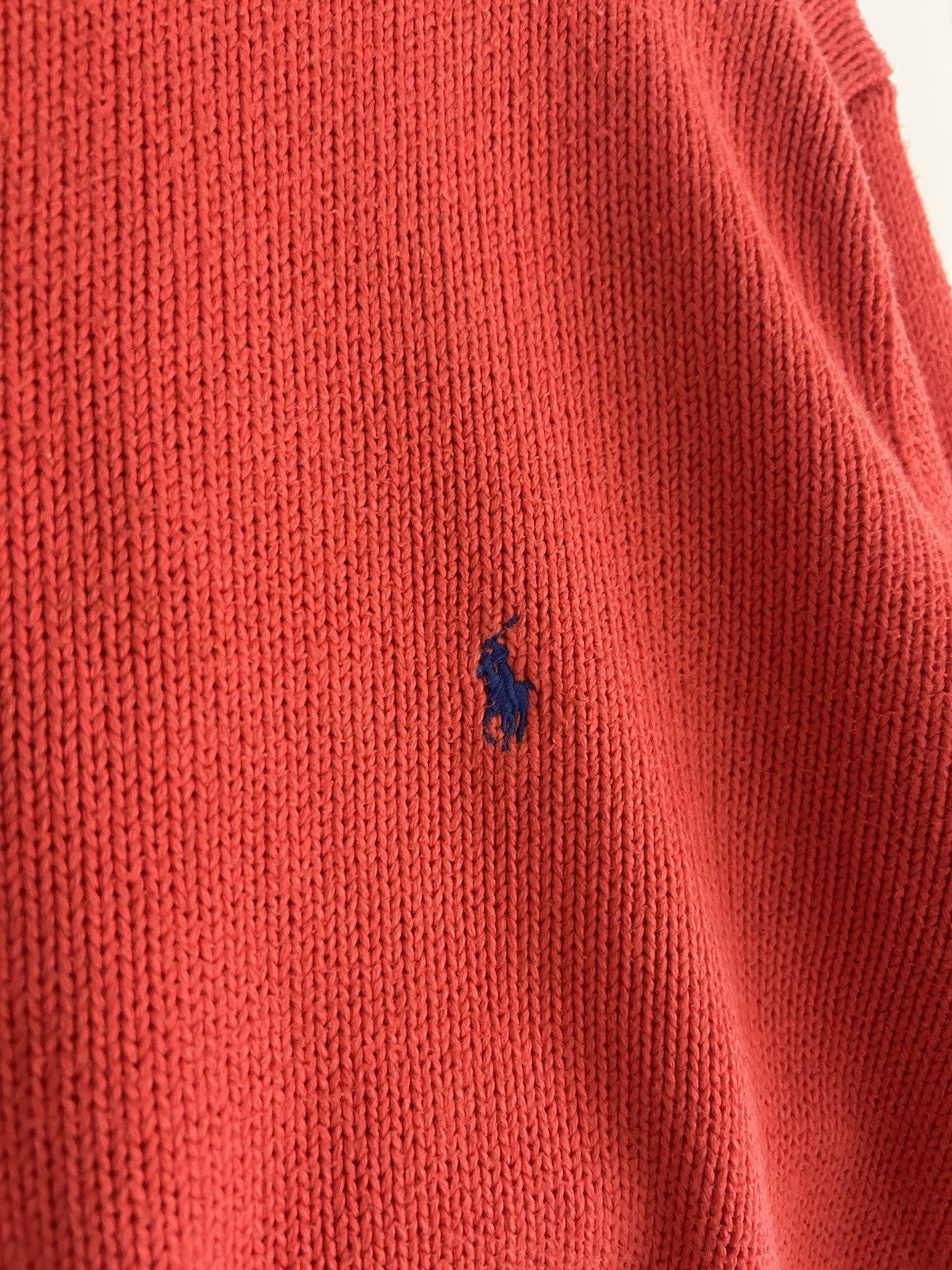 Ralph Lauren Solid Red 100% Cotton Knitted Jumper, Size L