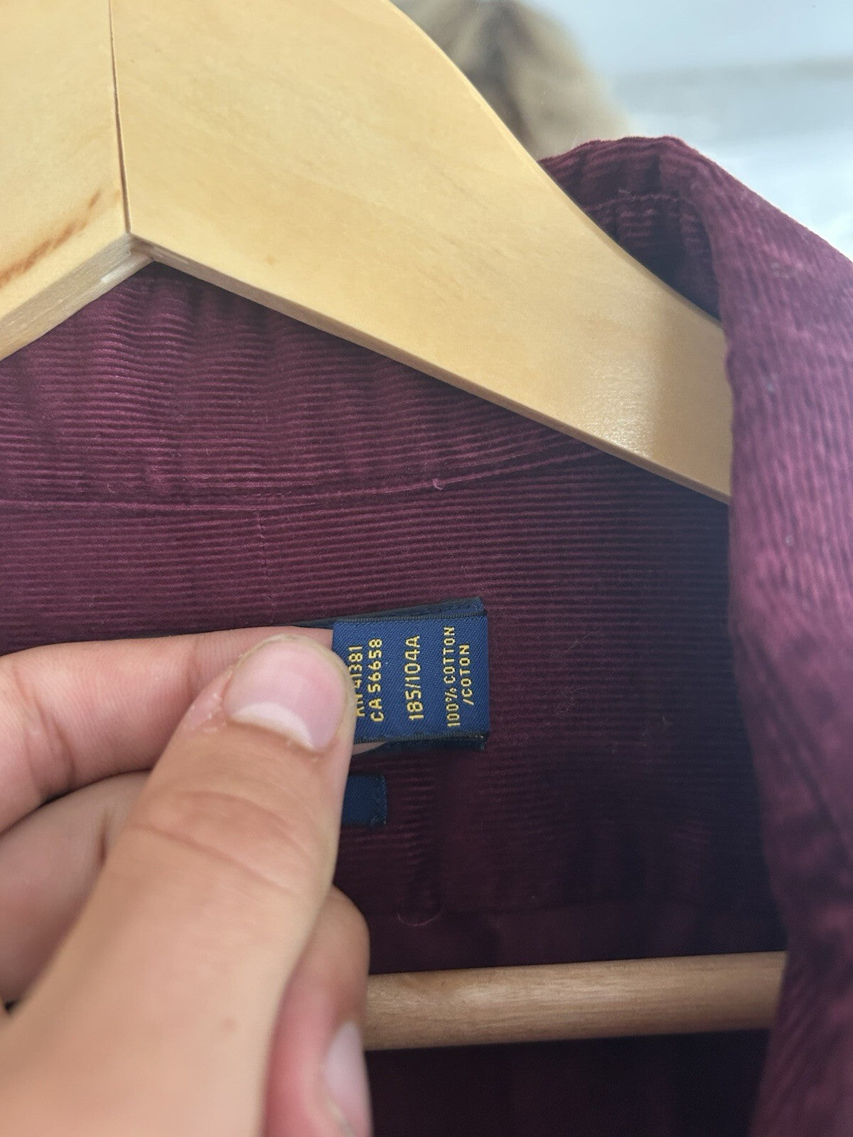 Ralph Lauren Burgundy Corduroy 100% Cotton Shirt, Size XL - Slim Fit